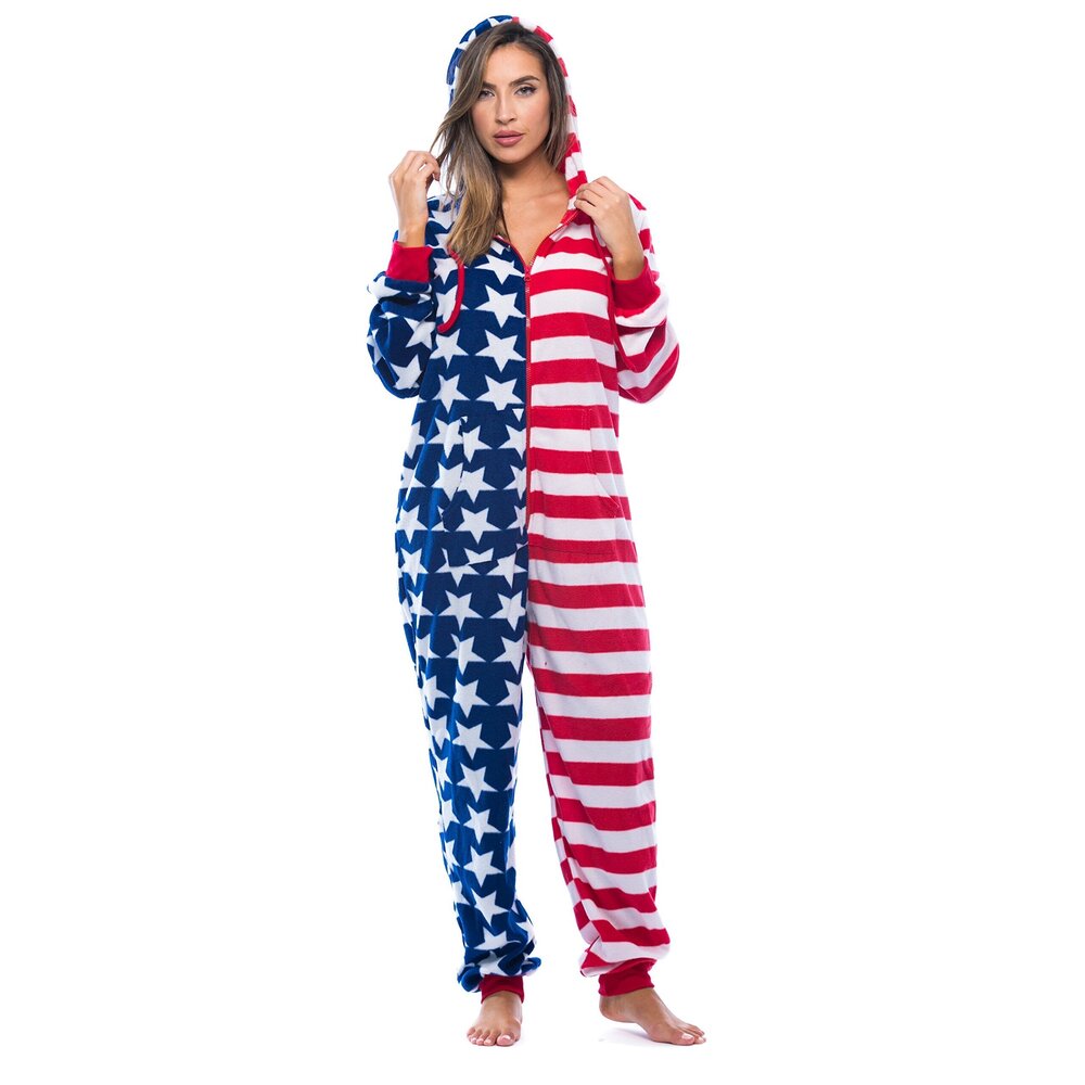 5145 6424-RWB-L American Flag Adult Onesie/Pajamas